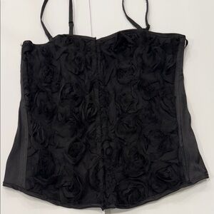 Charlotte Russe vintage 3 D Black Floral Corset Top XL